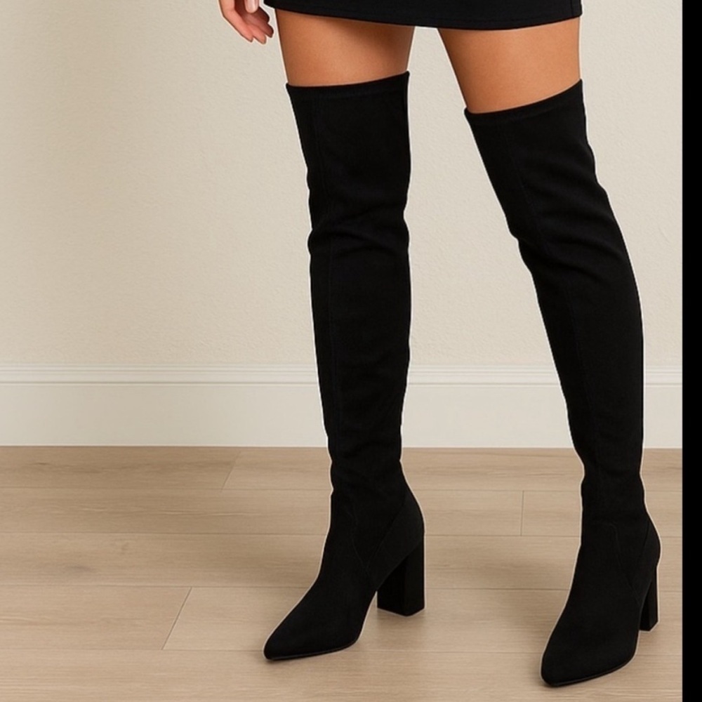 NWOT-Everley Elegant Black Over the Knee stretch Boots